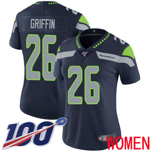 Seattle Seahawks Limited Navy Blue Women Shaquill Griffin Home Jersey NFL Football #26 100th Season Vapor Untouchable->seattle seahawks->NFL Jersey